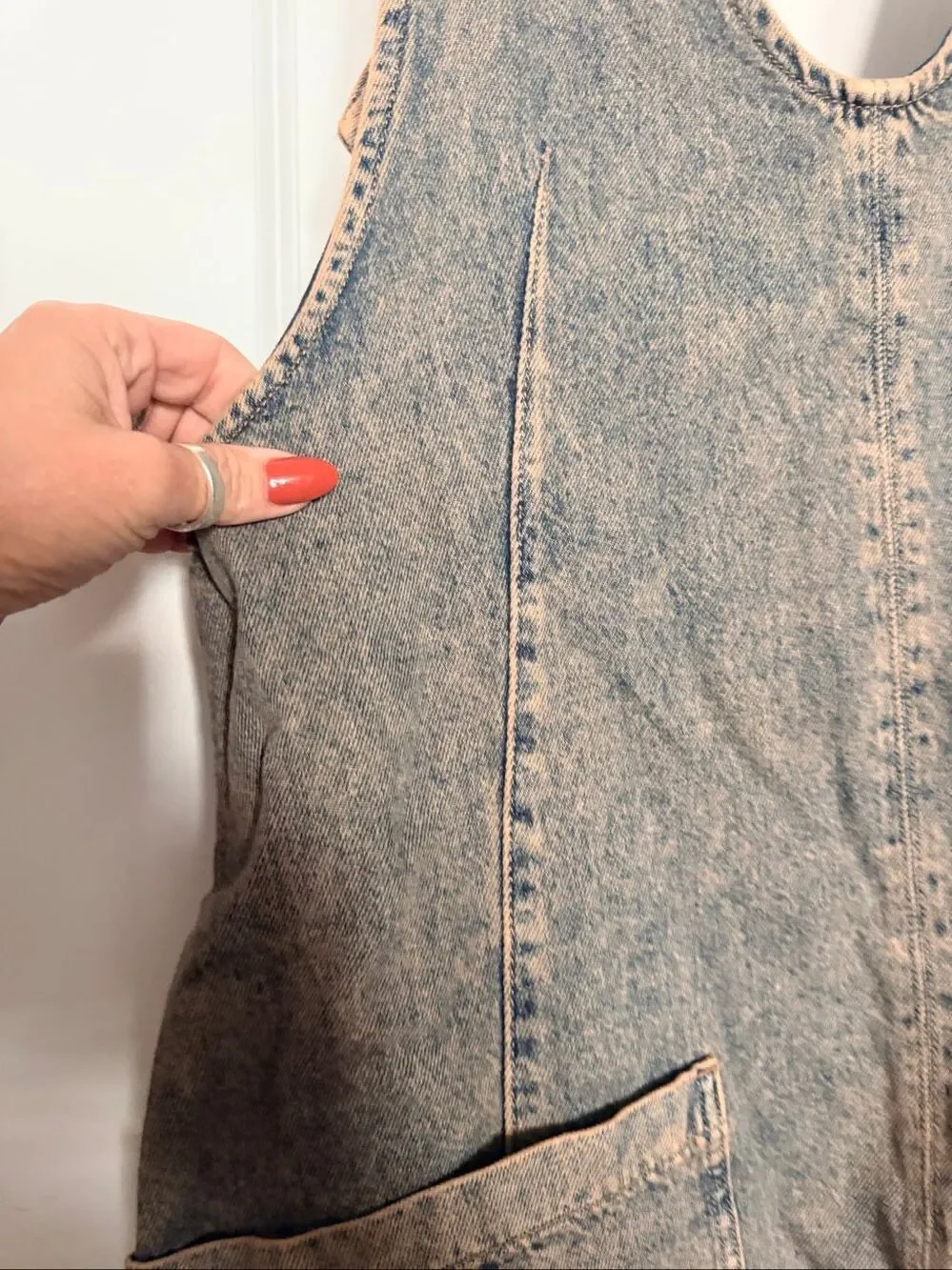 Free People Womens Grey Acid Wash Denim Bib Overalls Jumpsuit Pockets Size S